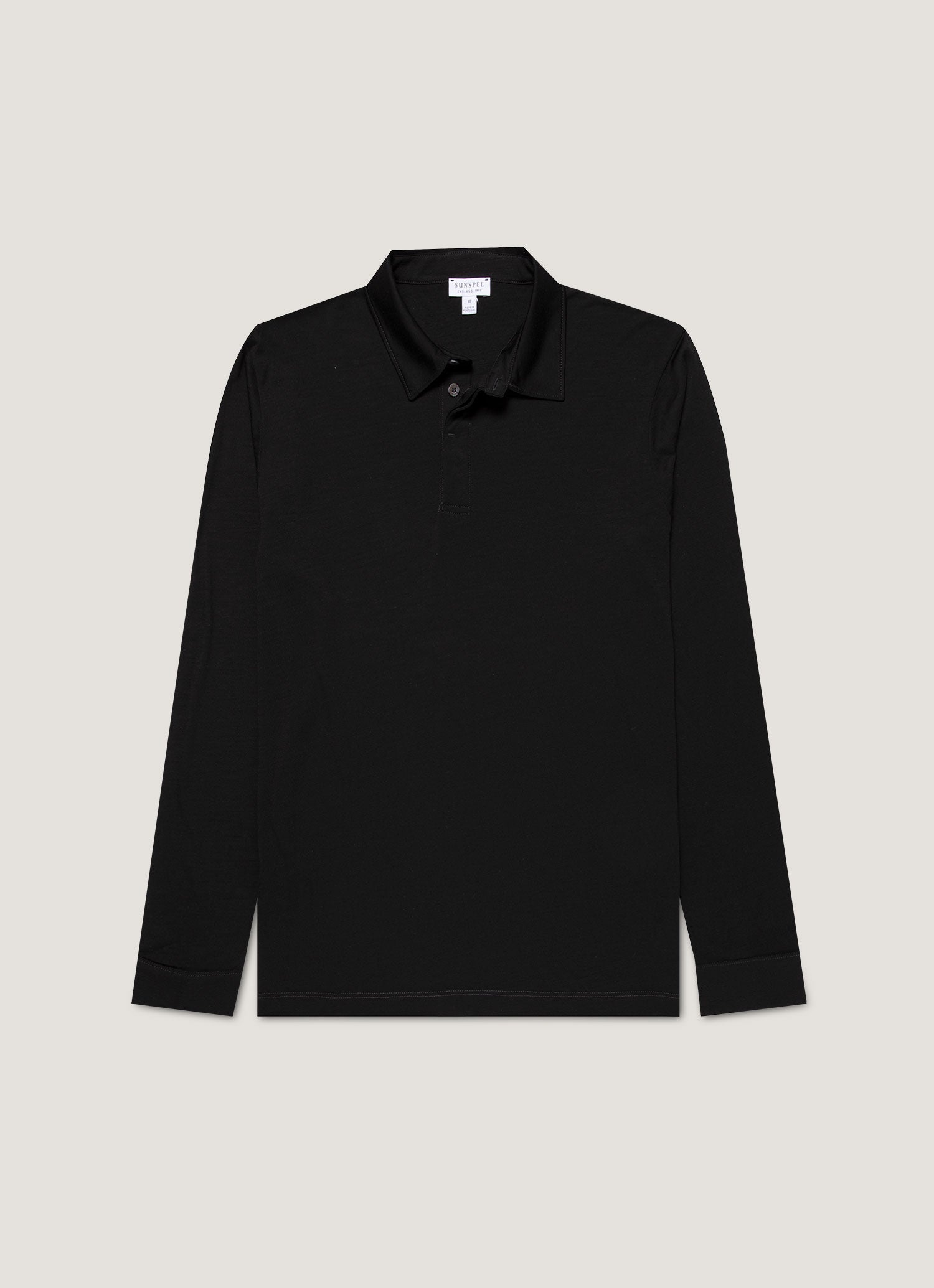 ウルトラファインメリノ ロングスリーブ ポロシャツ（Black）| Sunspel