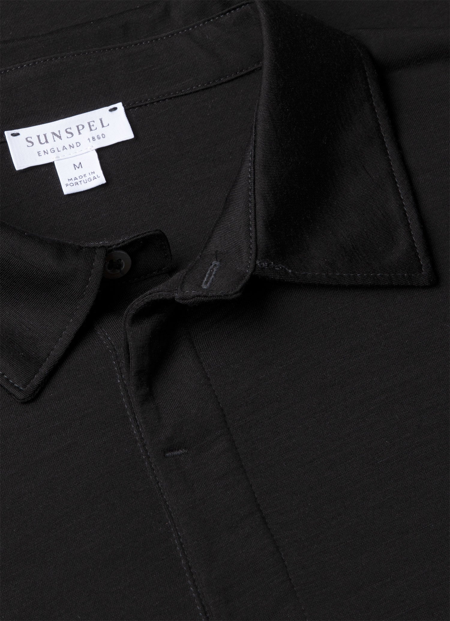 ウルトラファインメリノ ロングスリーブ ポロシャツ（Black）| Sunspel
