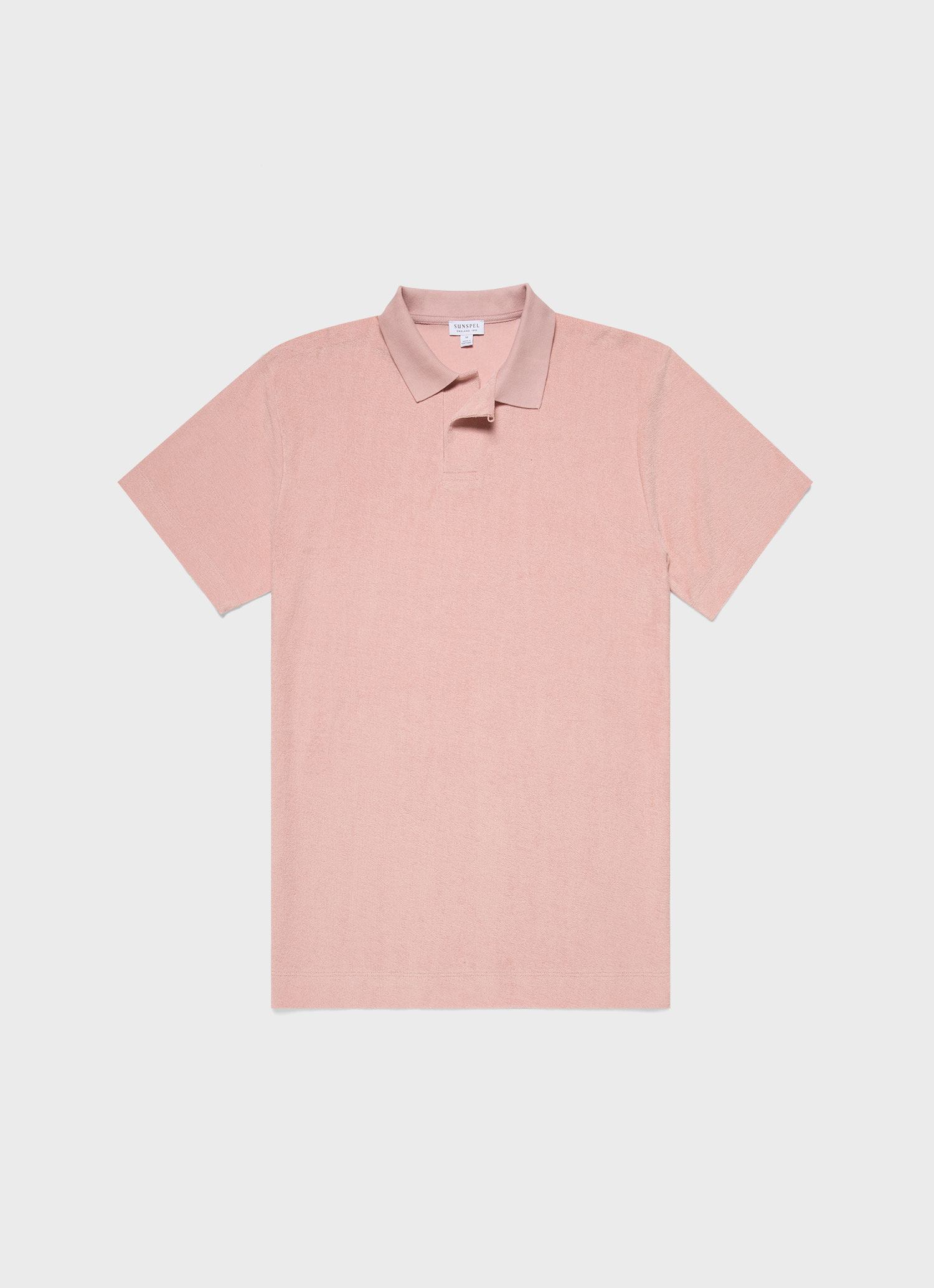 Men's Towelling Polo Shirt in Shell Pink