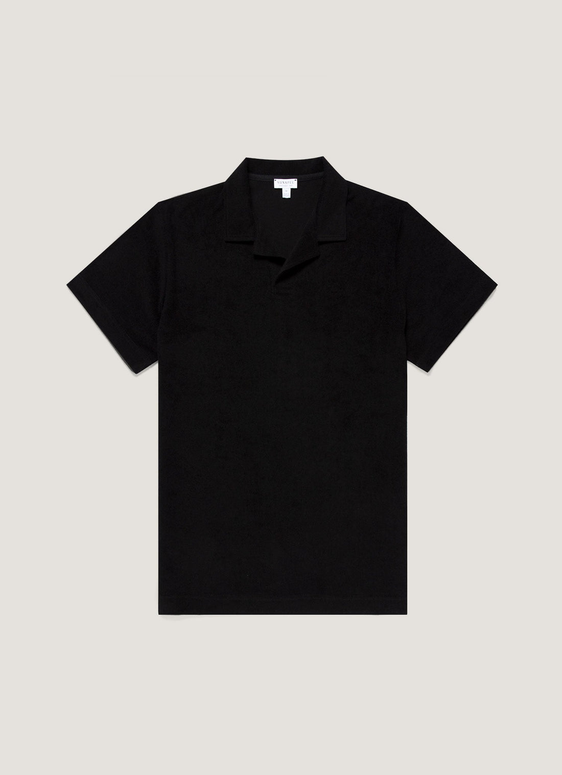 Men's Towelling Polo Shirt in Black