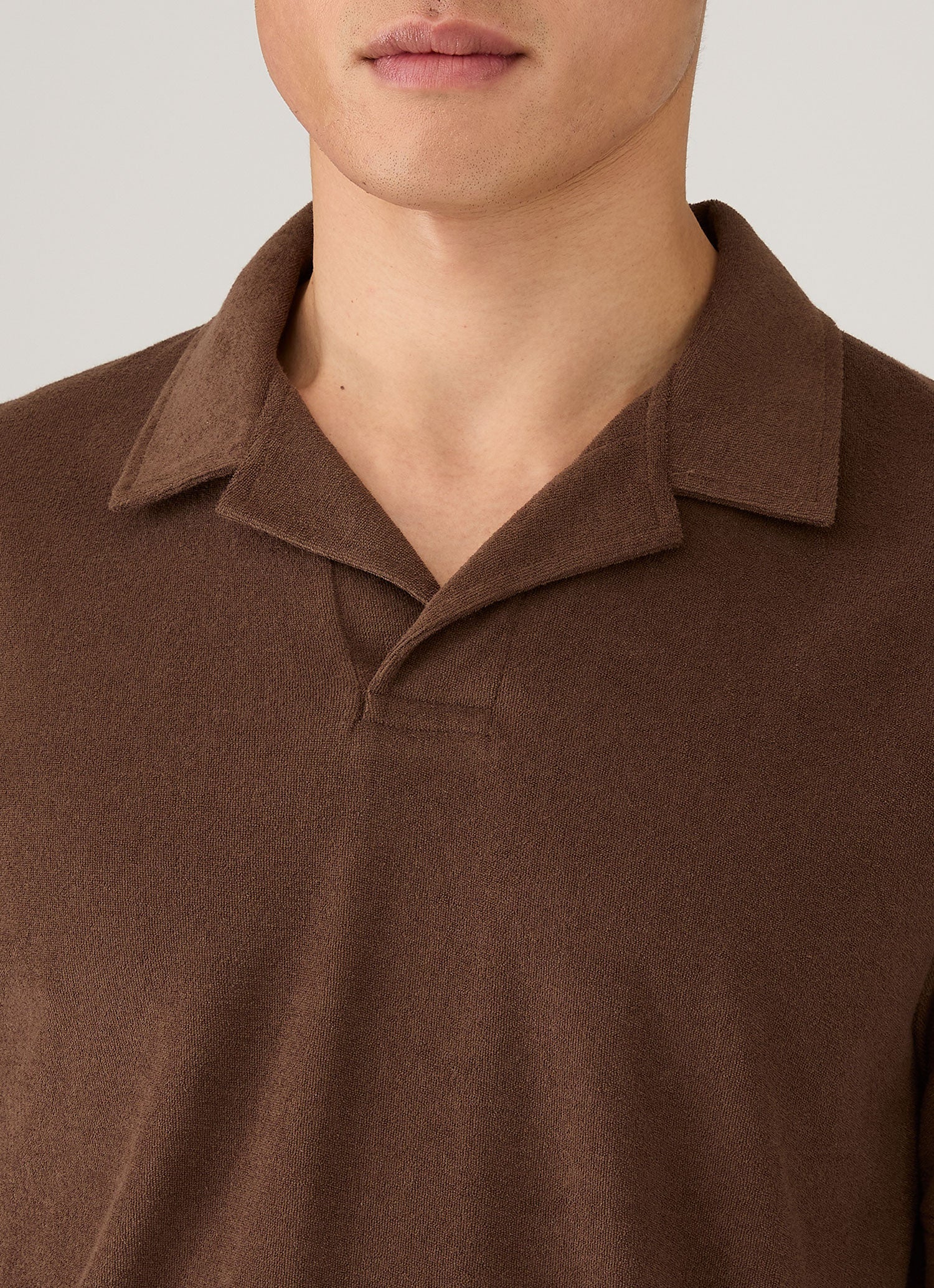 Men's Towelling Polo Shirt in Dark Walnut