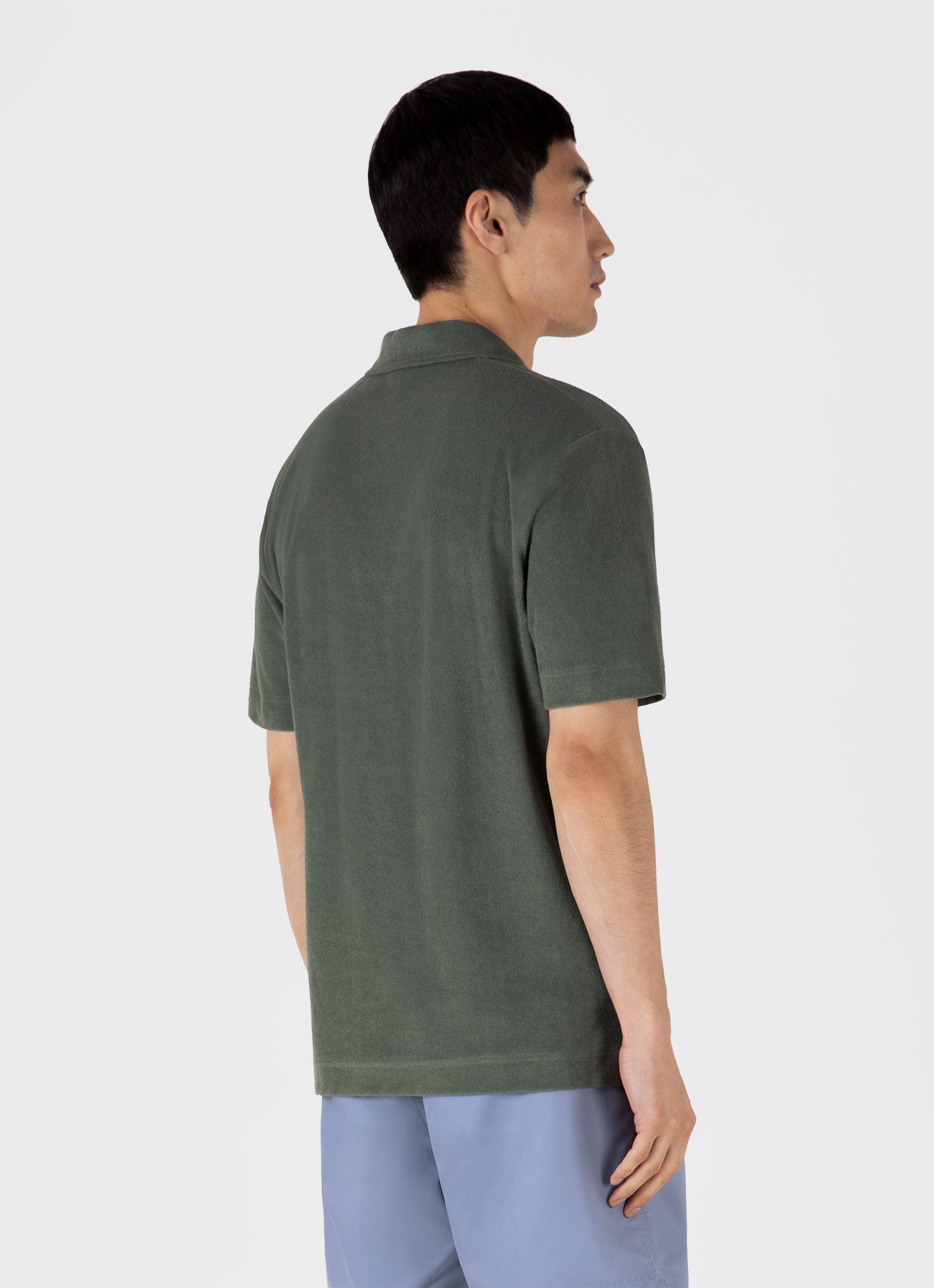 Men's Towelling Polo Shirt in Dusk Green