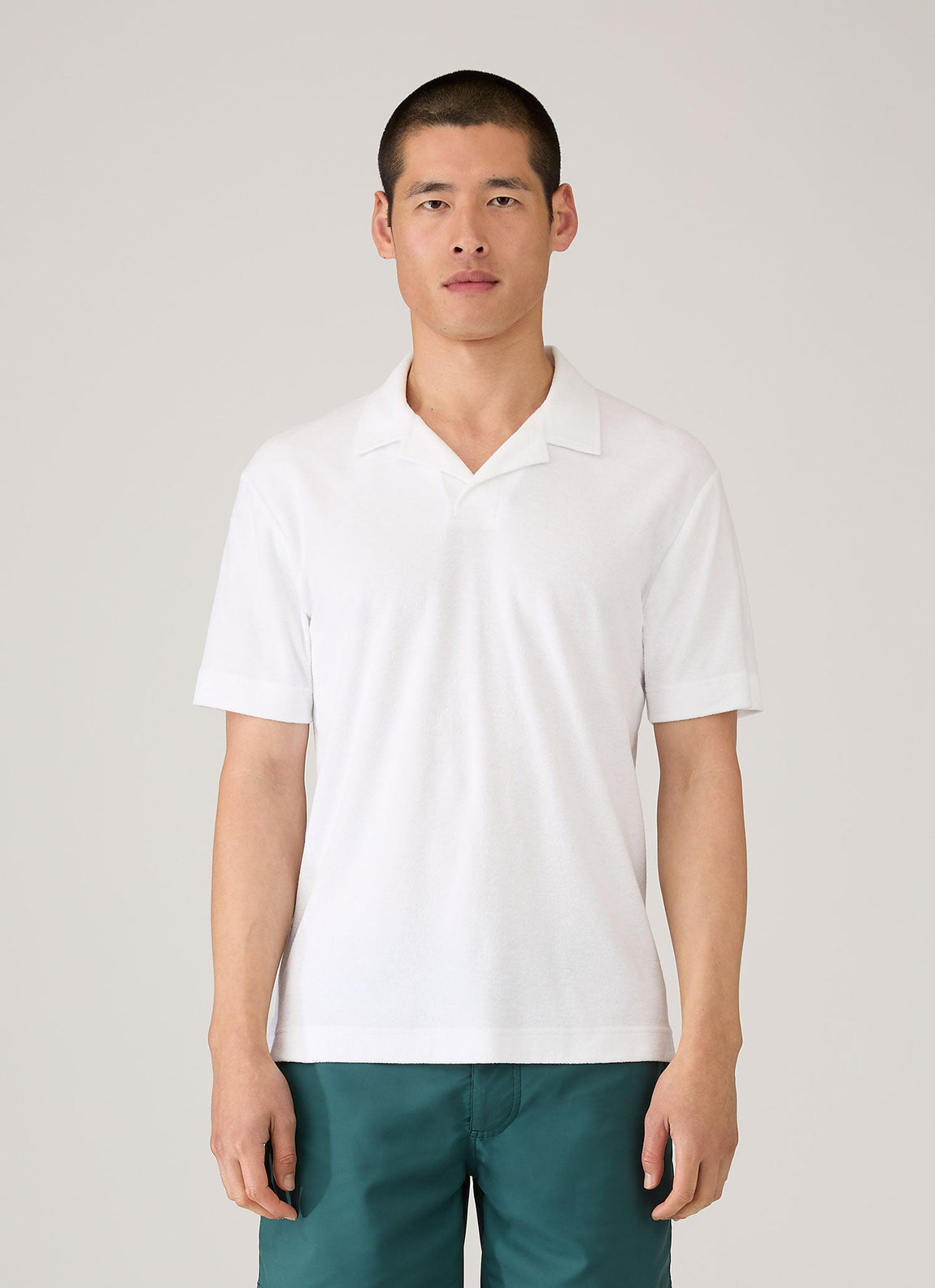 Men's Towelling Polo Shirt in White