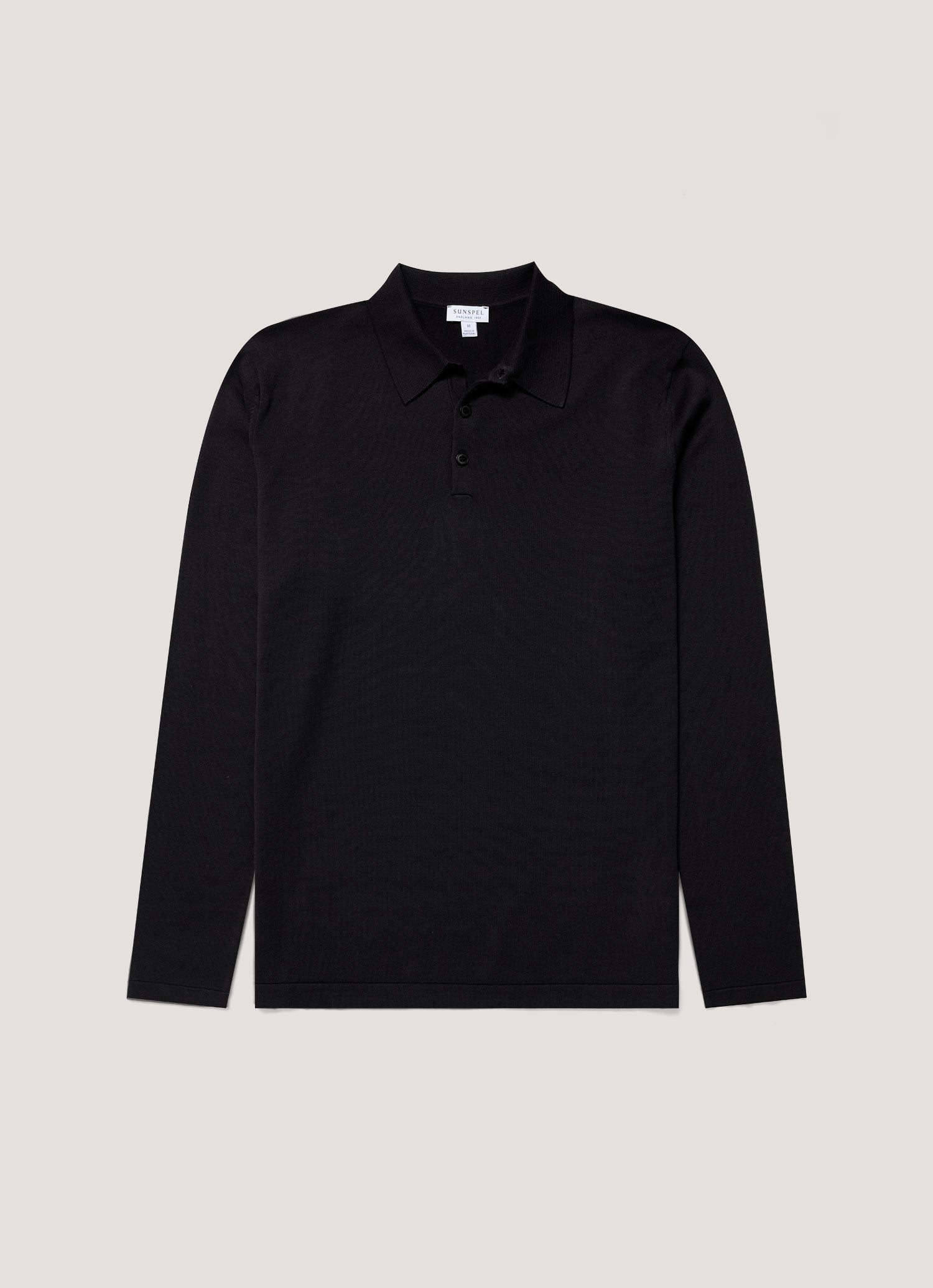 シーアイランドコットン ロングスリーブ ニット ポロシャツ （Black