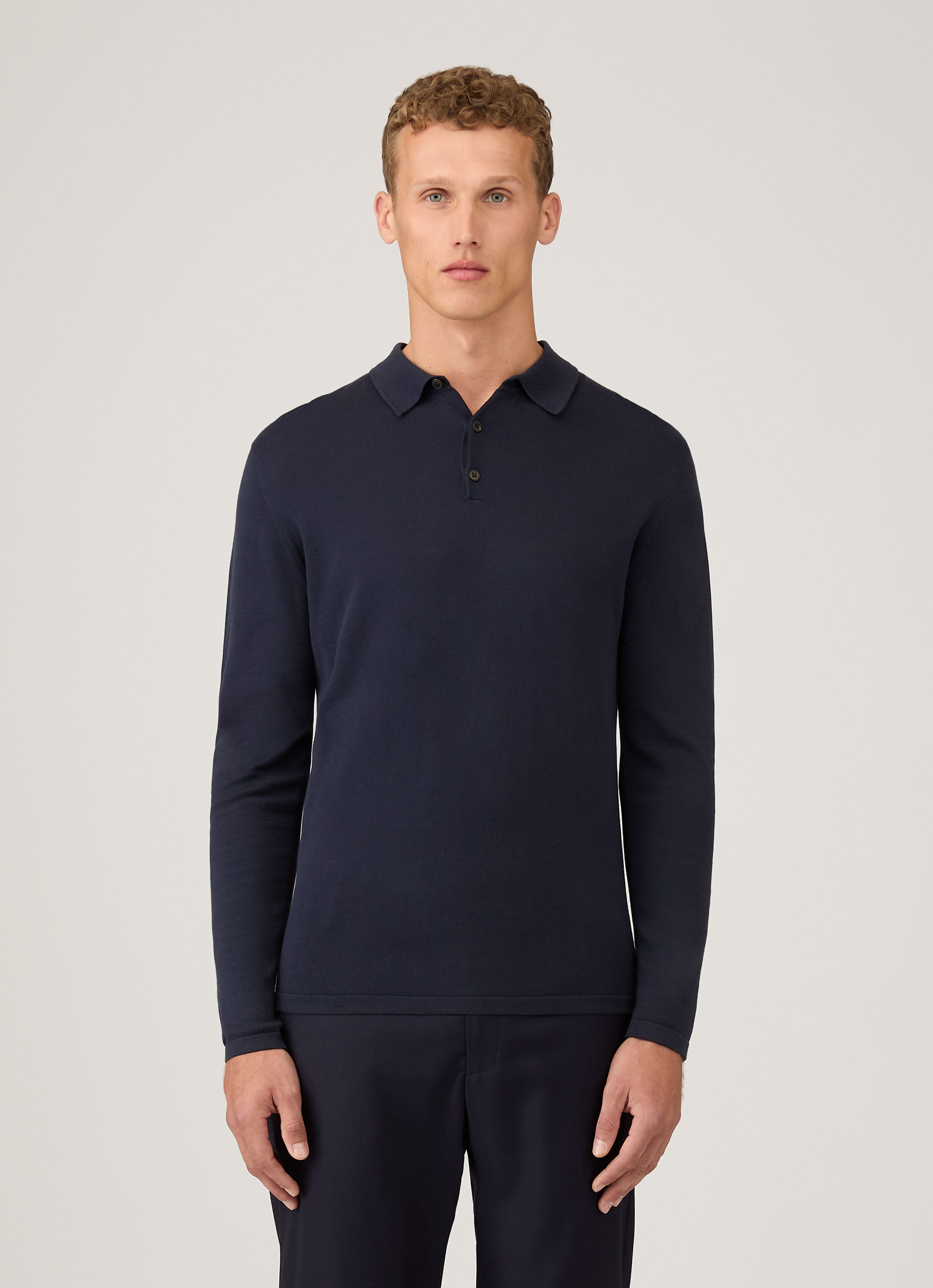 【美品】SUNSPEL (S) シーアイランドコットン ニット ポロシャツ 長袖 シーアイランドコットン ロングスリーブ ニット ポロシャツ