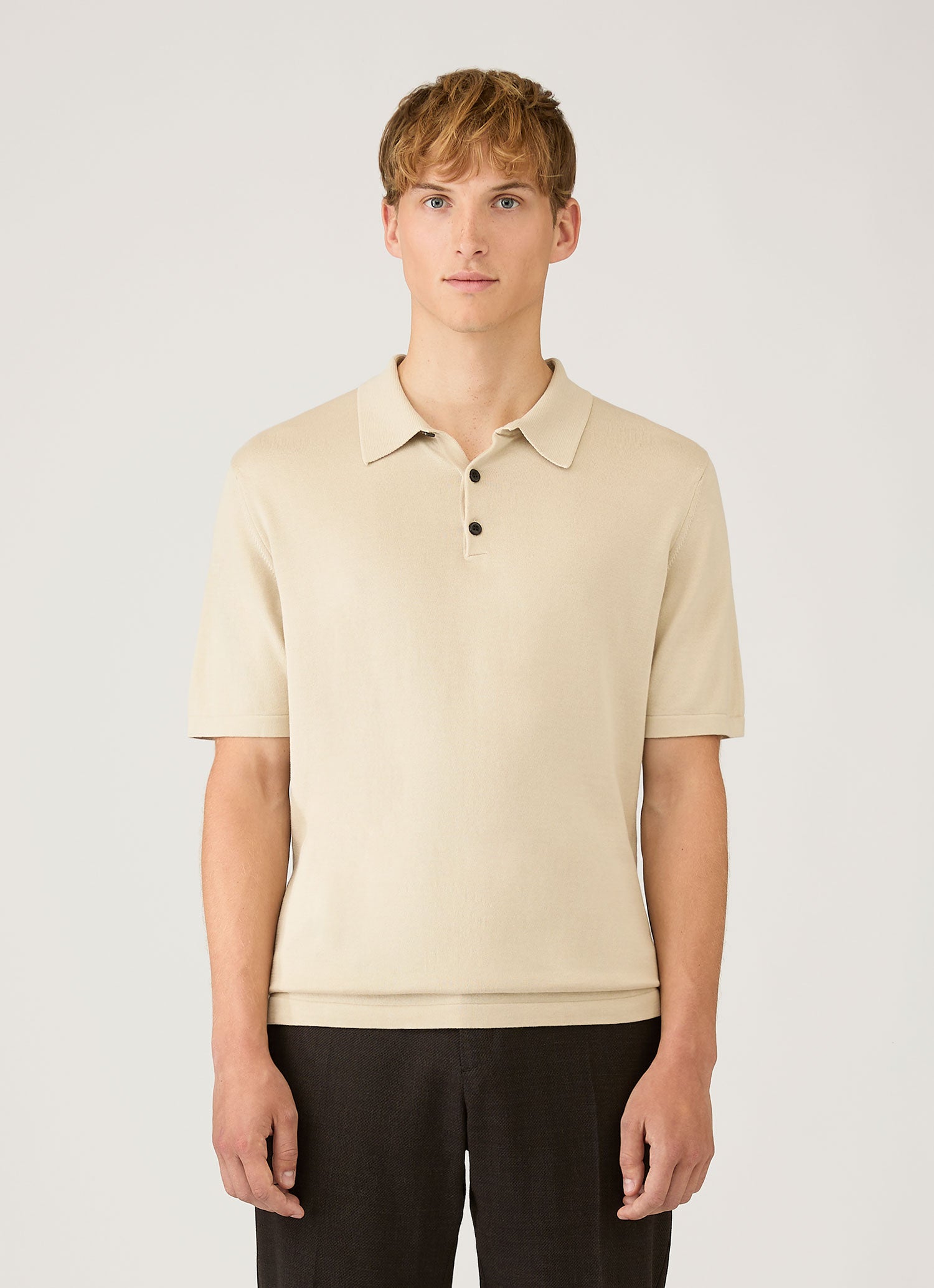 バトナー　ポロシャツ　2　ベージュ　ニット　シーアイランド BN-23SM-042 SEAISLAND COTTON POLO SHORT SLEEVE Beige | Dresswell