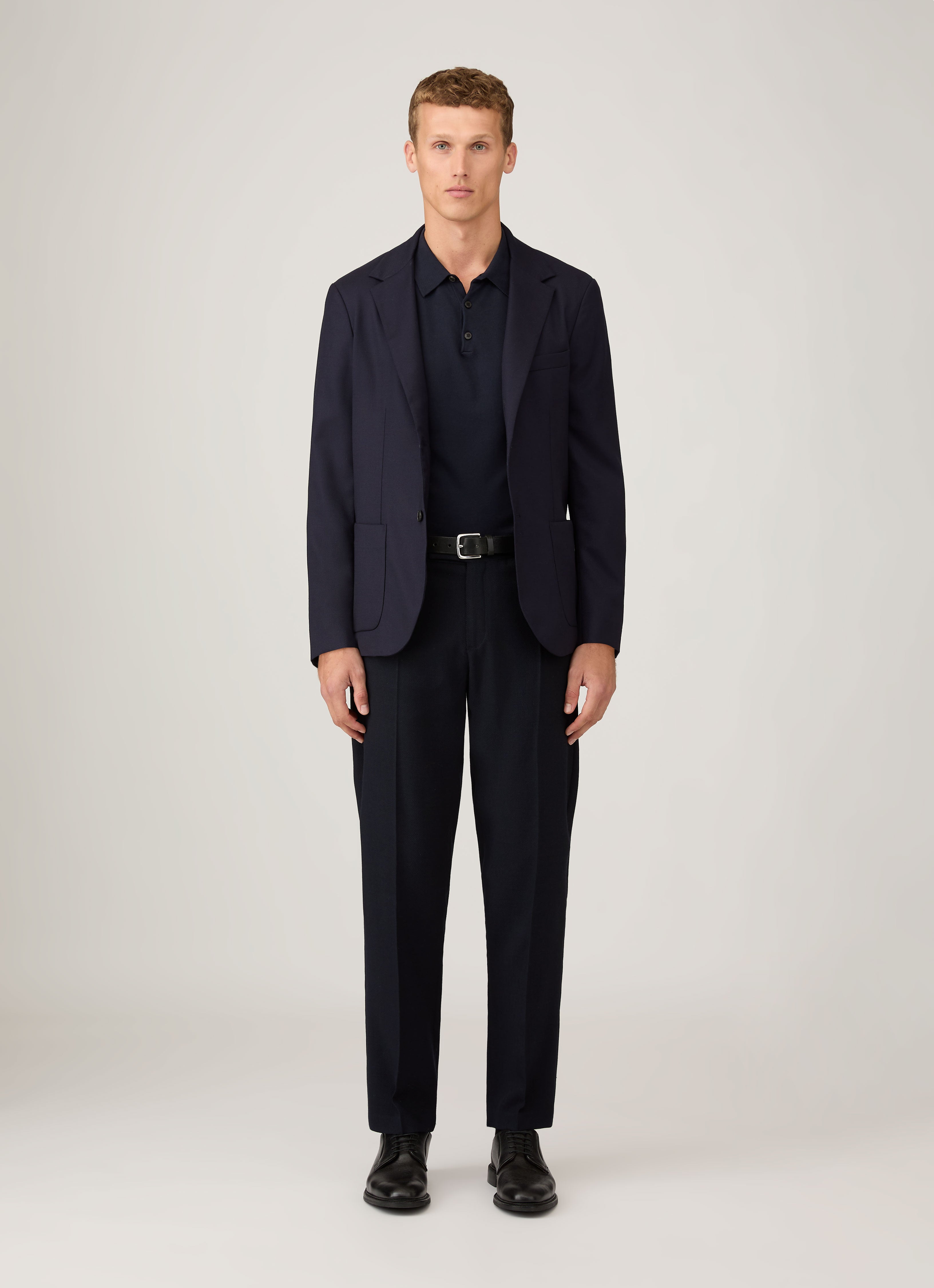 シーアイランドコットン ニットポロシャツ（Light Navy）| Sunspel