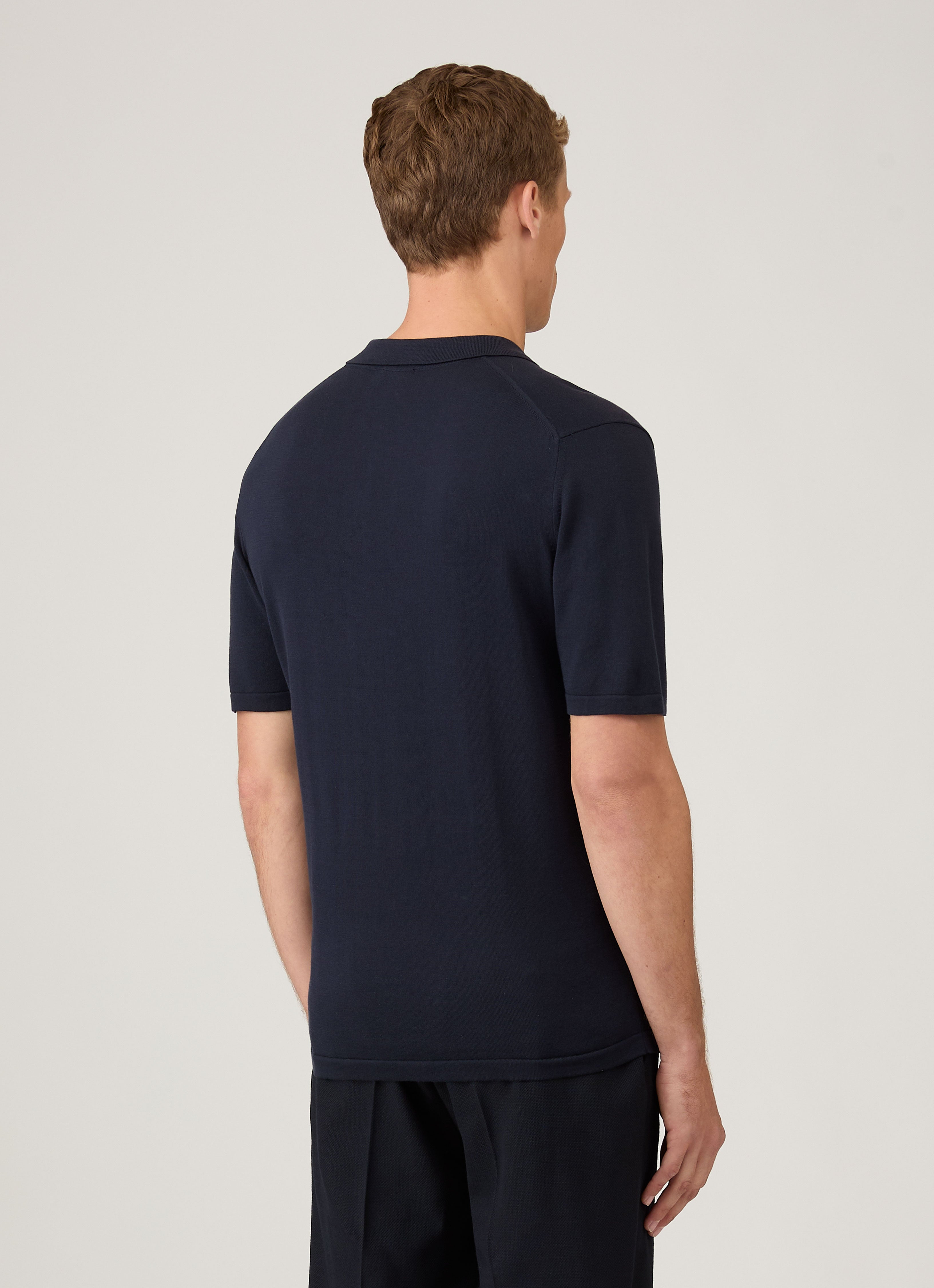 シーアイランドコットン ニットポロシャツ（Light Navy）| Sunspel