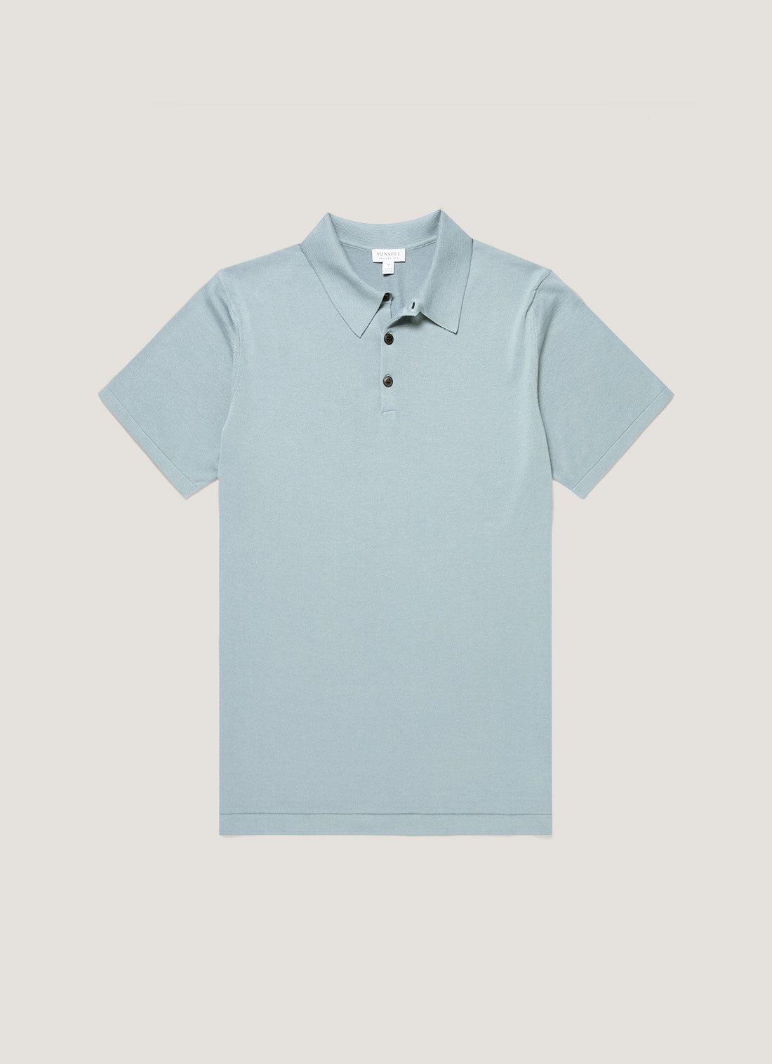 Men's Sea Island Cotton Knit Polo Shirt in Stone Blue