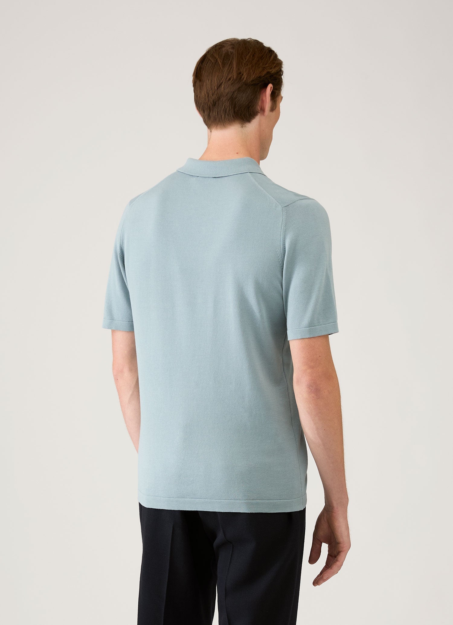 シーアイランドコットン ニットポロシャツ（Stone Blue）| Sunspel