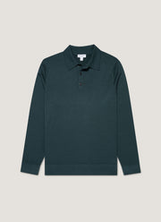 Men's Extra-Fine Merino Polo Shirt in Dark Petrol