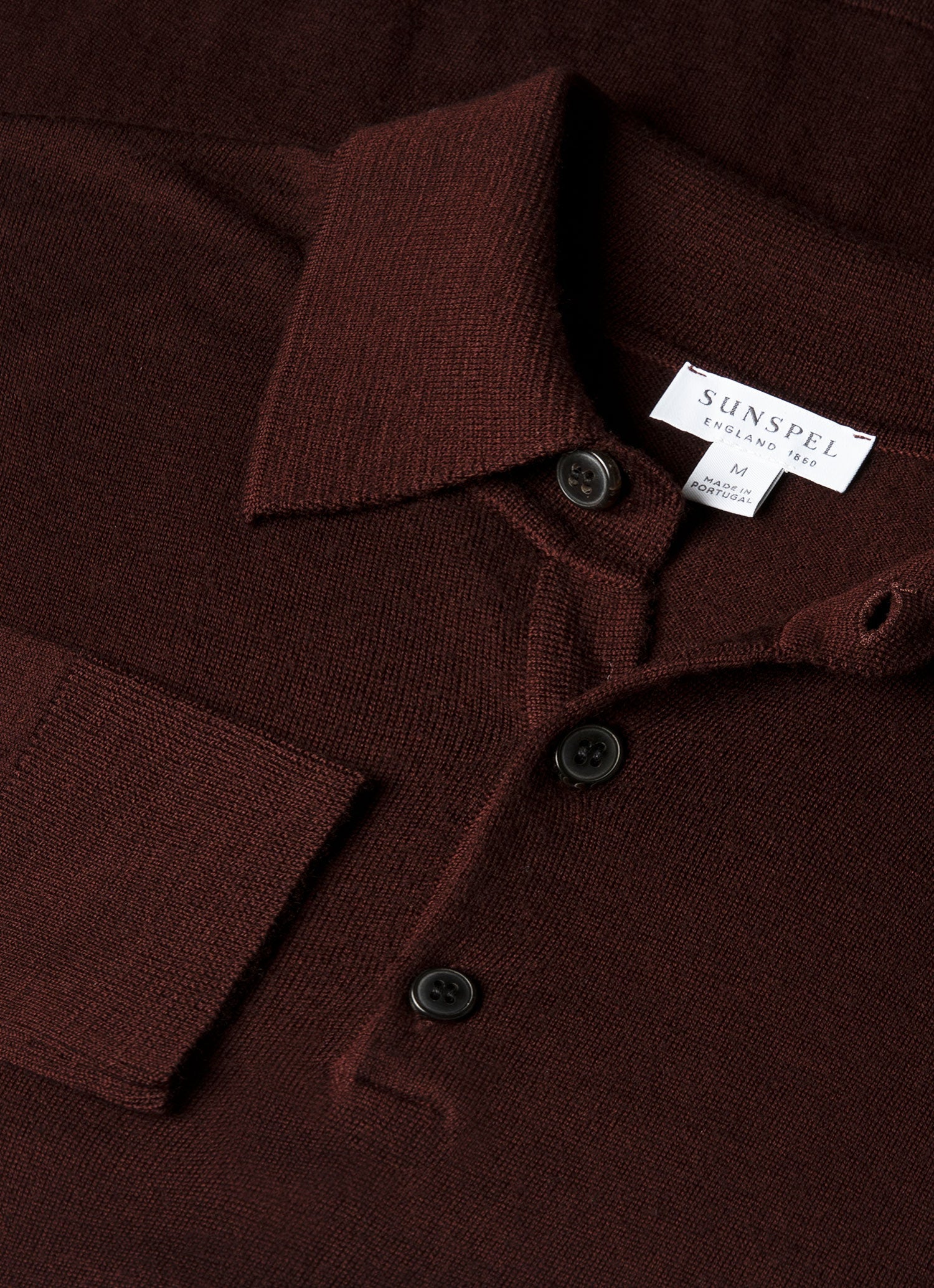 SUNSEA ニットポロシャツ　ブラウン　サイズ3 リニアメッシュニット ポロシャツ（Ecru）| Sunspel