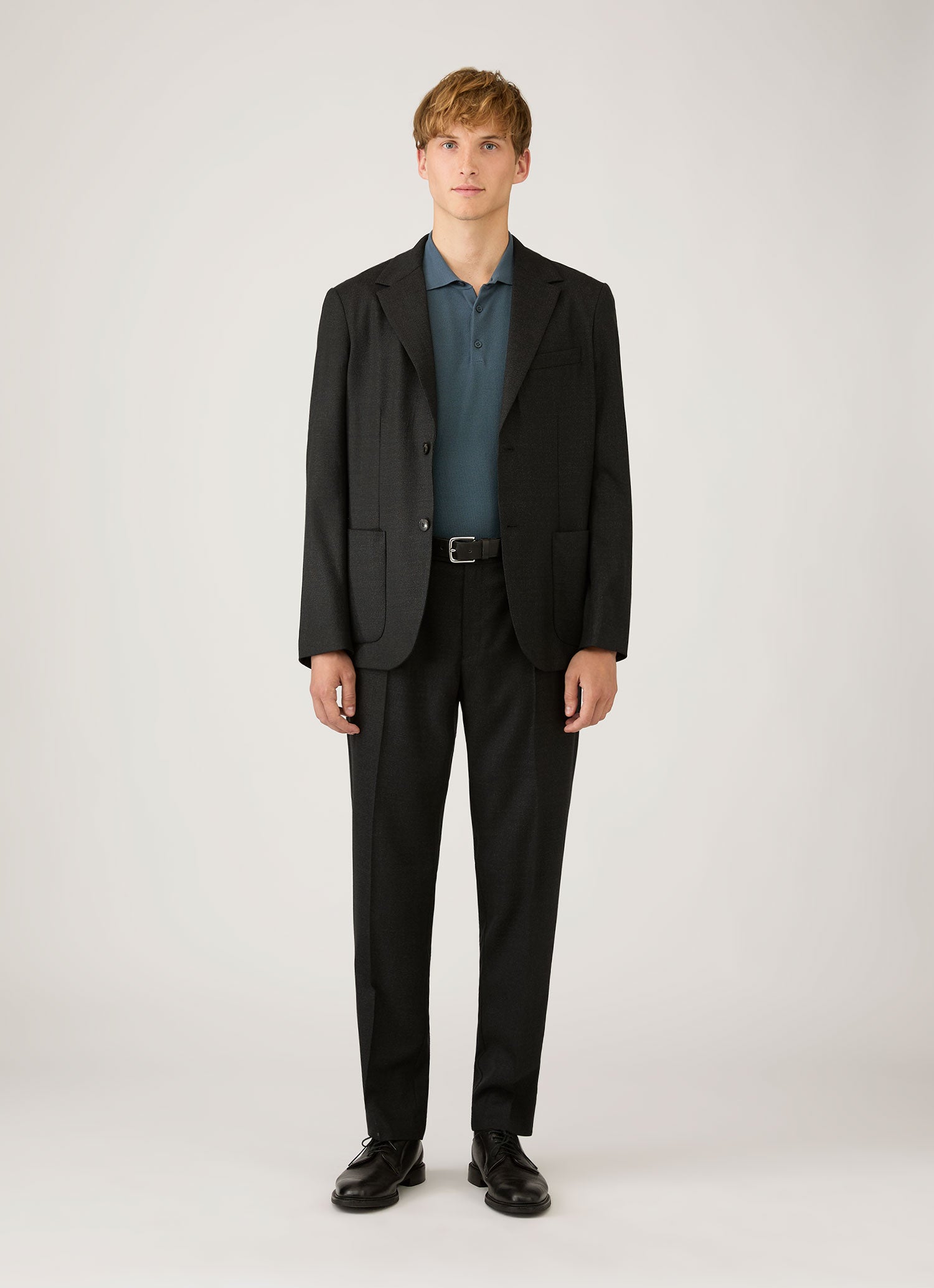 Men's Cotton Knit Polo Shirt in Slate Blue