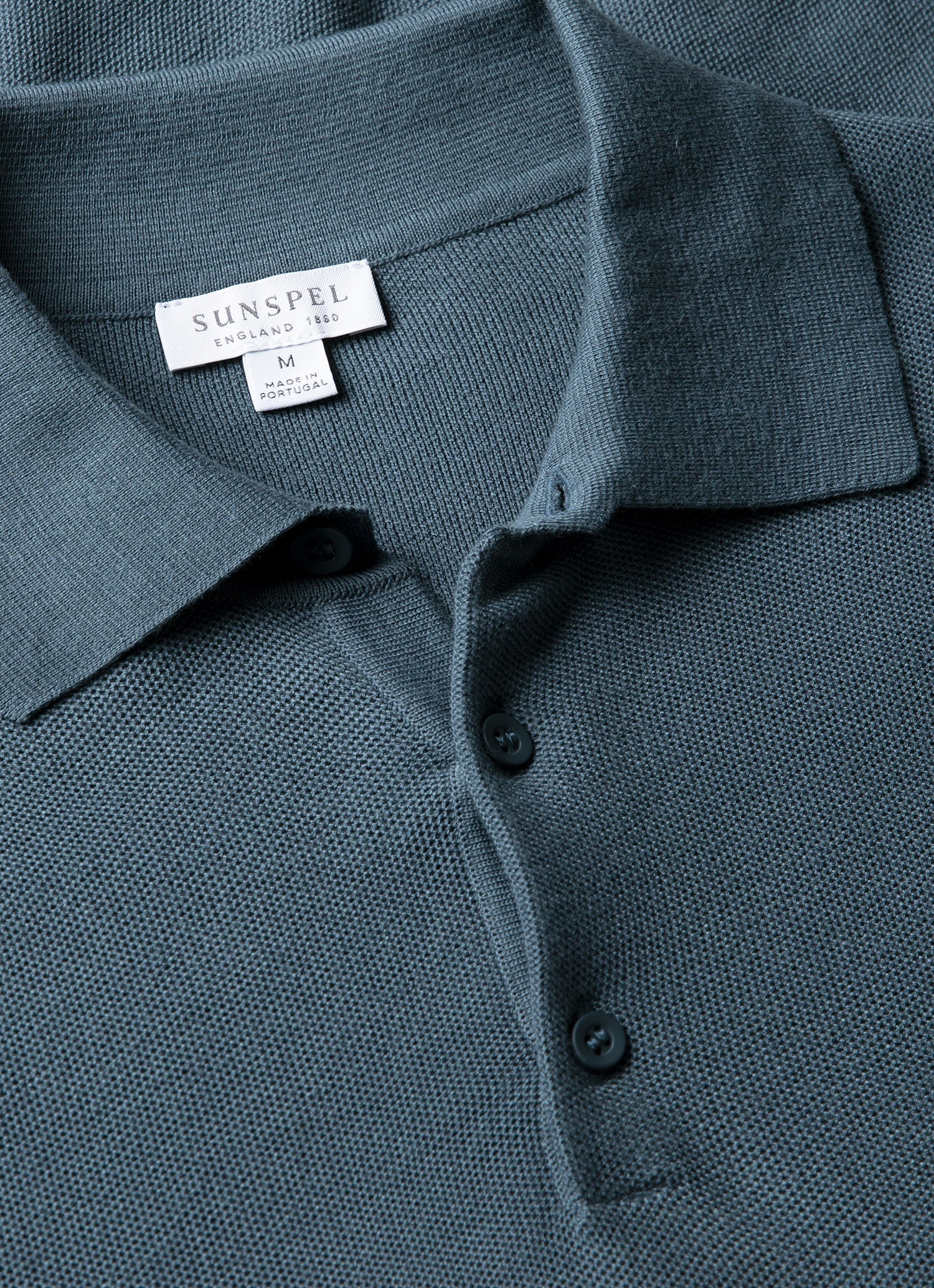 Men's Cotton Knit Polo Shirt in Slate Blue