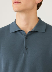 Men's Cotton Knit Polo Shirt in Slate Blue