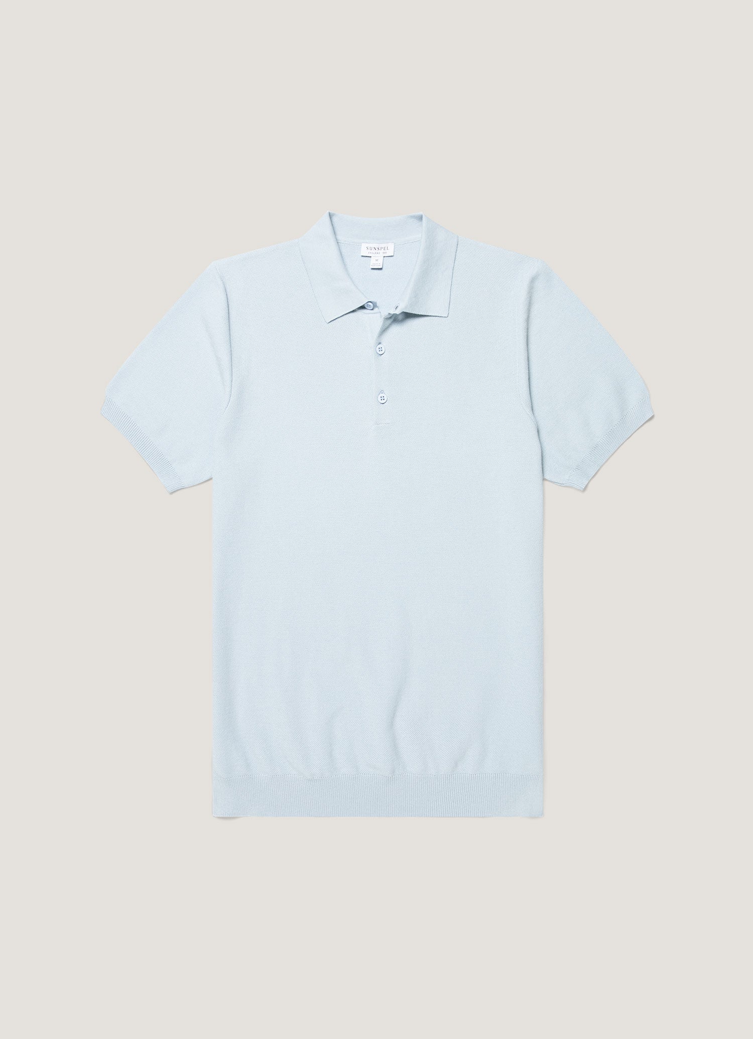 Men's Cotton Knit Polo Shirt in Pastel Blue