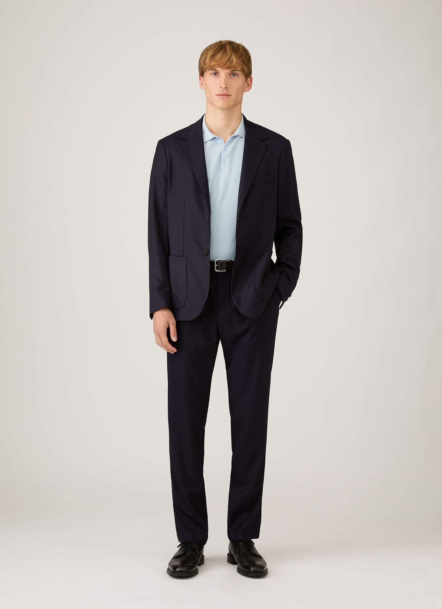 Men's Knit Polo Shirt in Pastel Blue