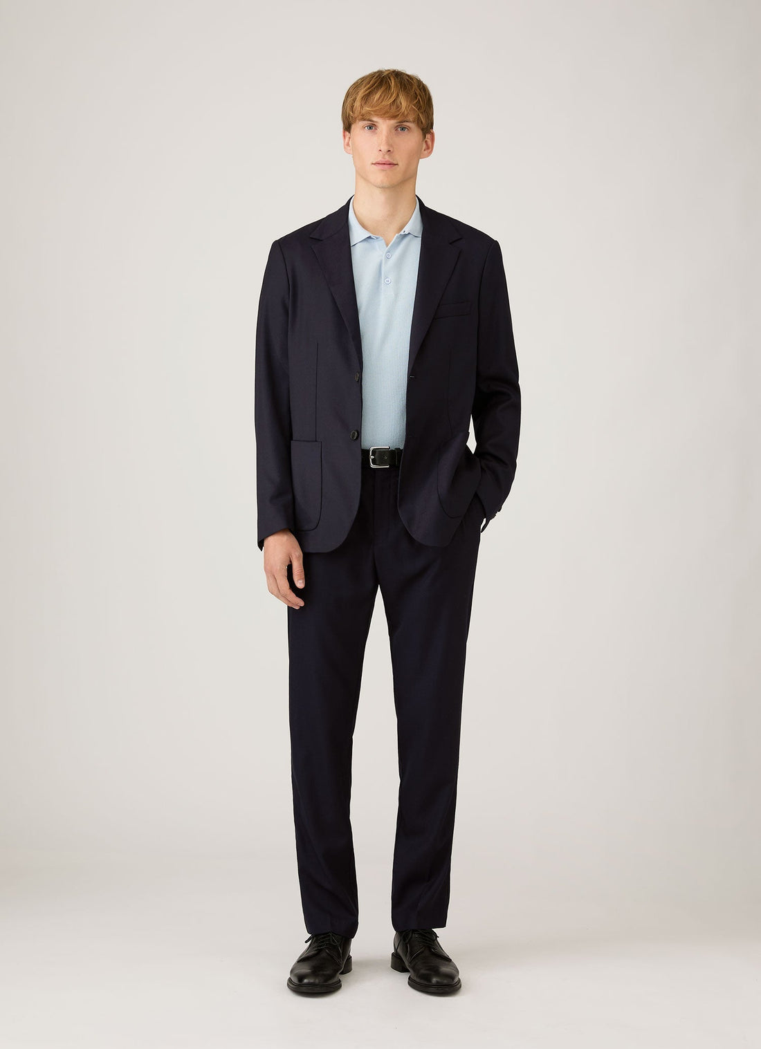 Men's Cotton Knit Polo Shirt in Pastel Blue