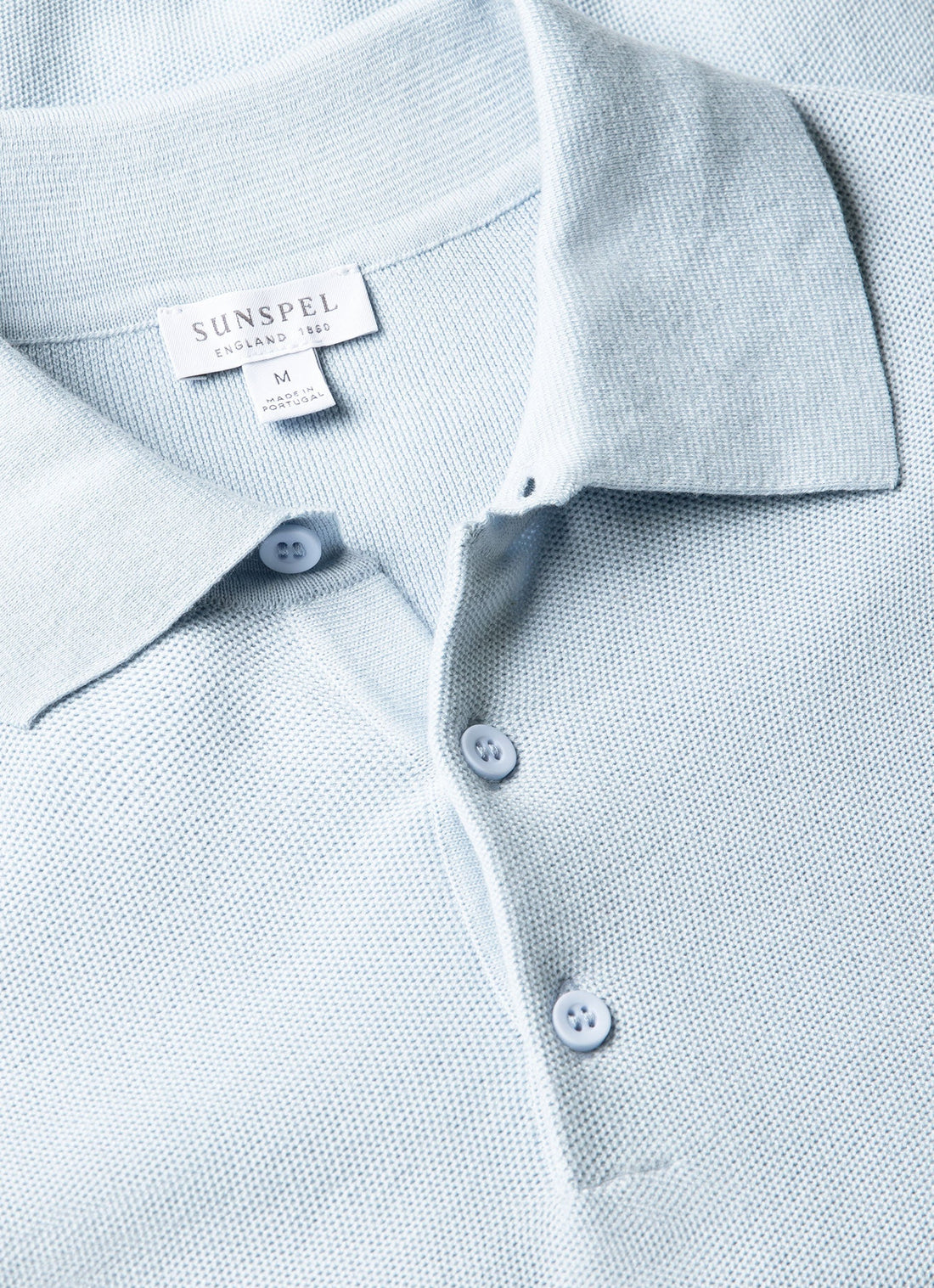 Men's Cotton Knit Polo Shirt in Pastel Blue