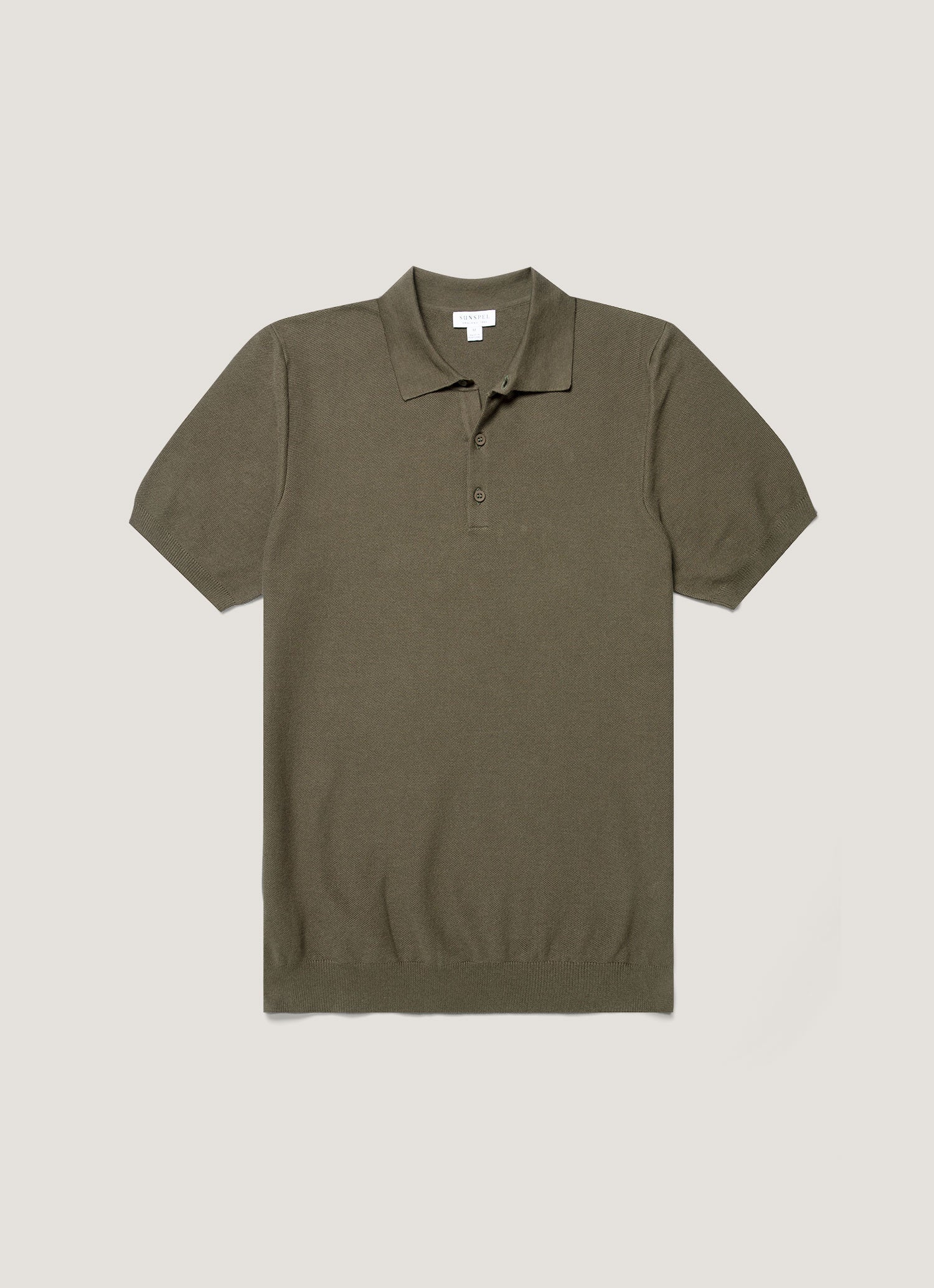 ニット ポロシャツ（Khaki）| Sunspel