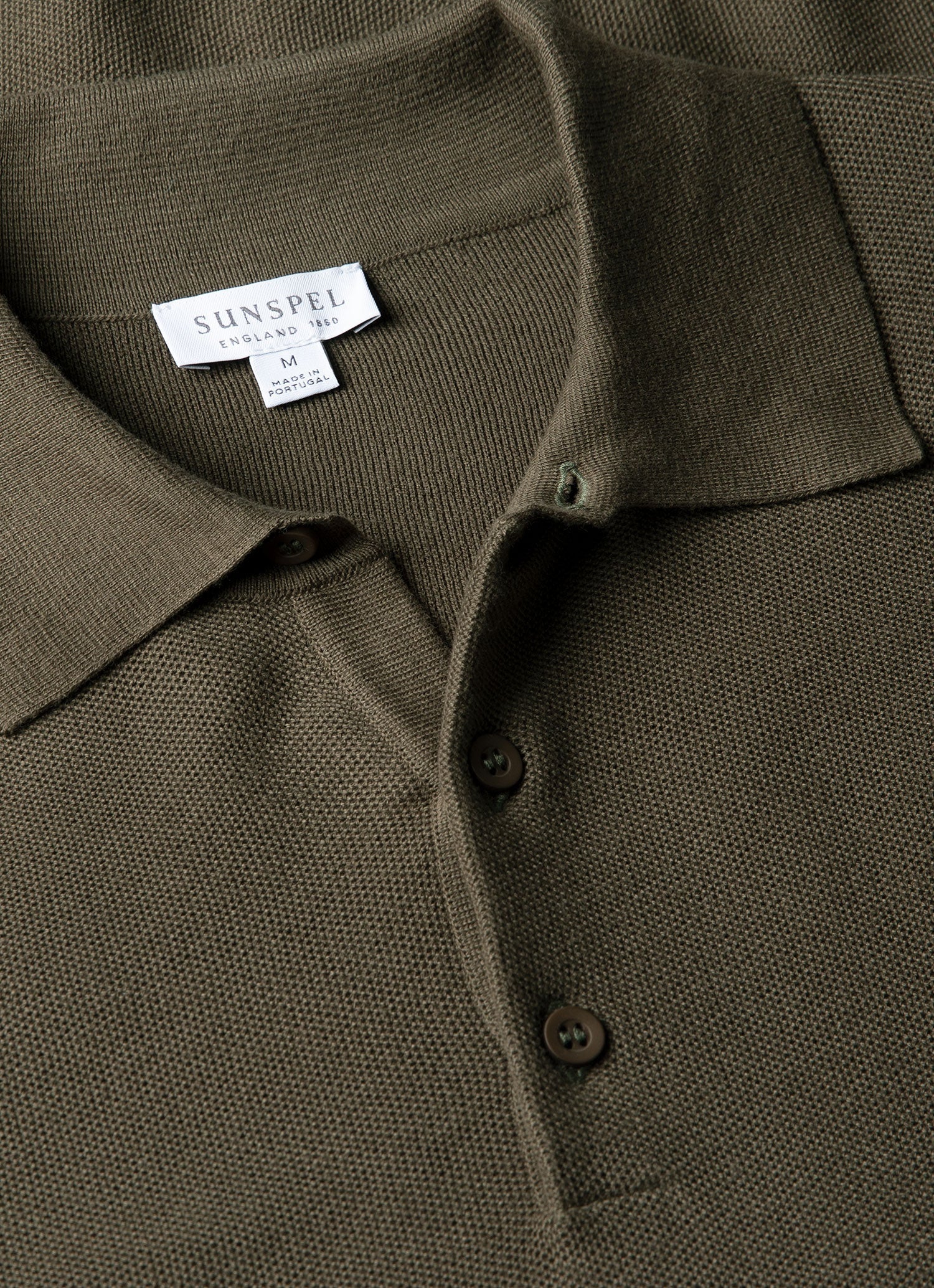 ニット ポロシャツ（Khaki）| Sunspel