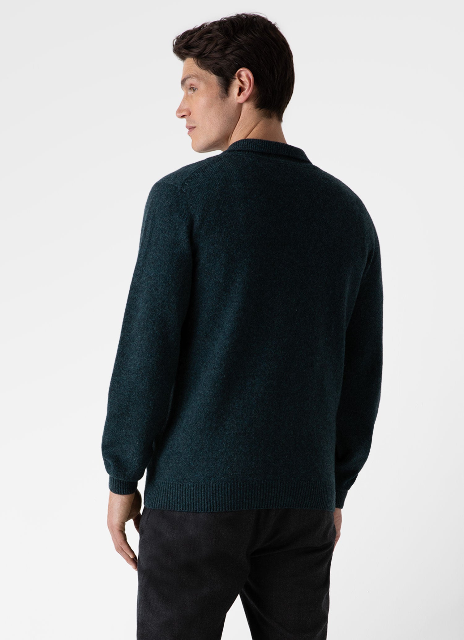 Men's Lambswool Polo Shirt in Peacock