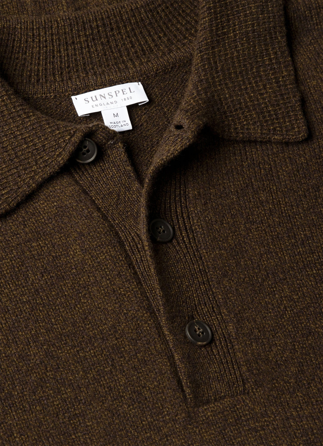 Men's Lambswool Knitted Polo Shirt in Loden Green Twist