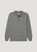 Men's Lambswool Polo Shirt in Mid Grey Melange