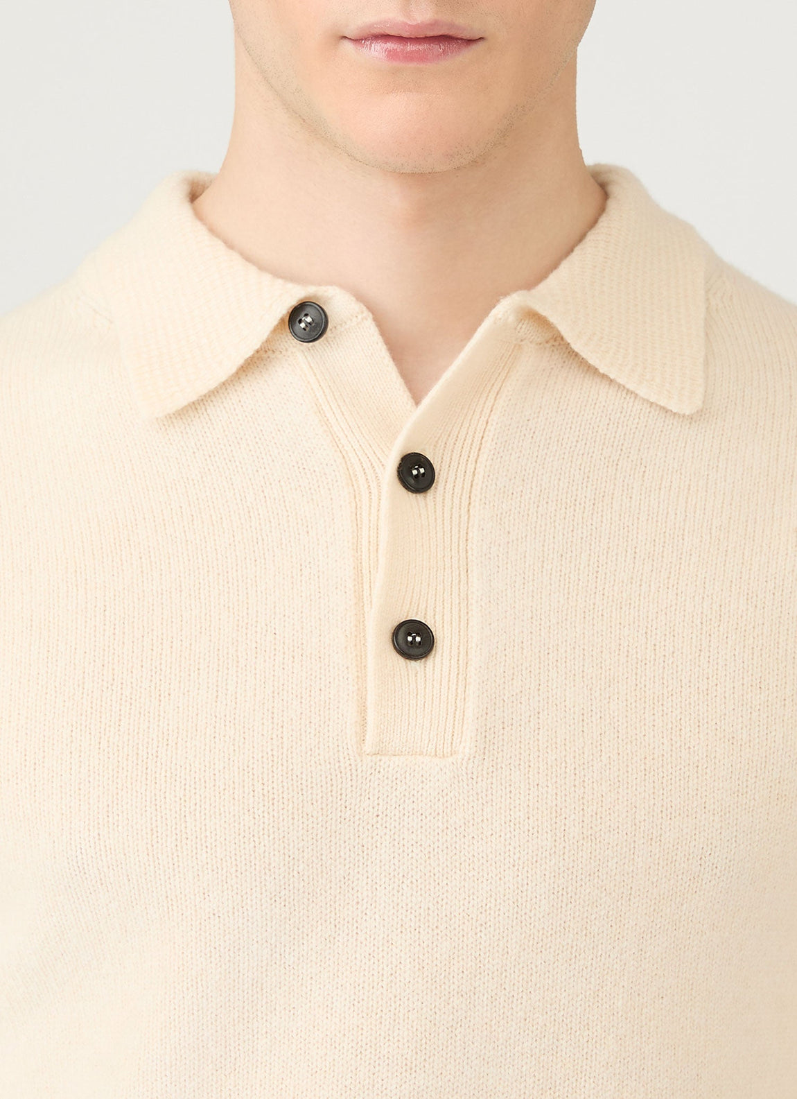 Men's Lambswool Polo Shirt in Ecru