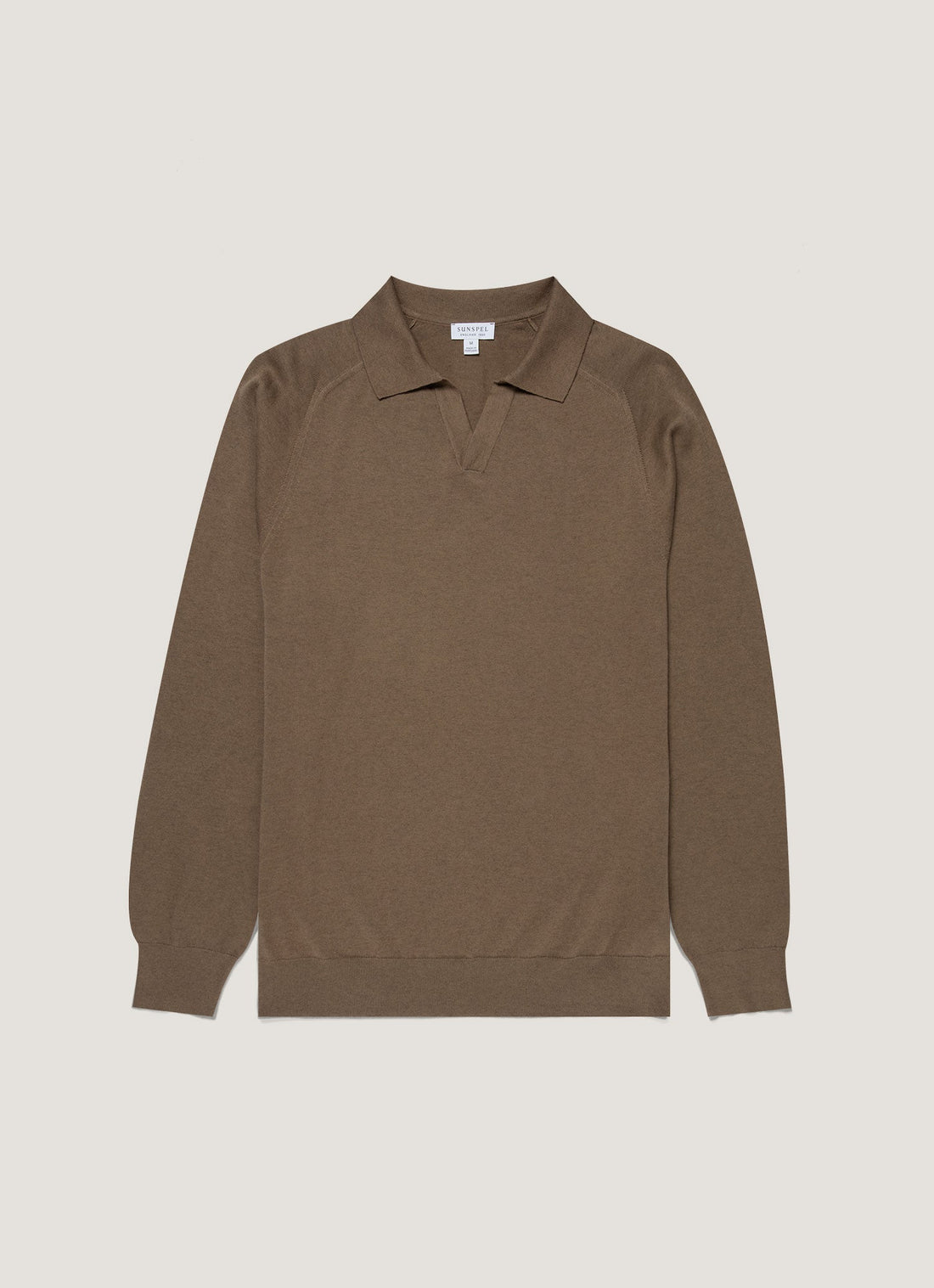 Men's Sea Island Cashmere Polo Shirt in Bark