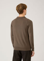 Men's Sea Island Cashmere Polo Shirt in Bark