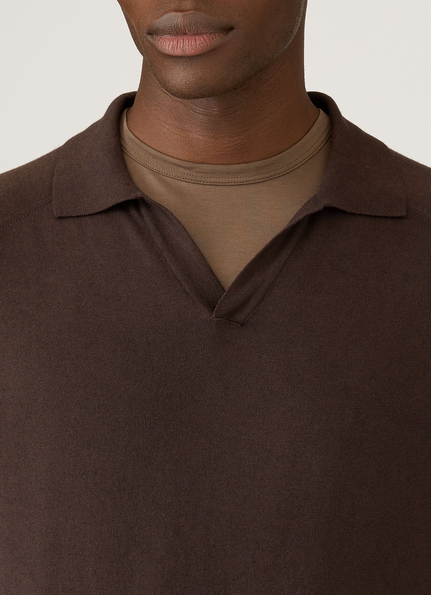 Men's Sea Island Cashmere Polo Shirt in Dark Chocolate