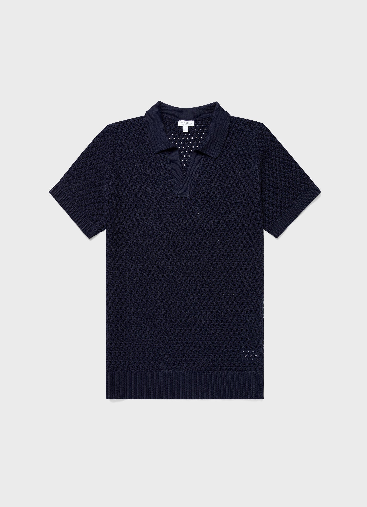 Men's Open Stitch Polo Shirt in Navy