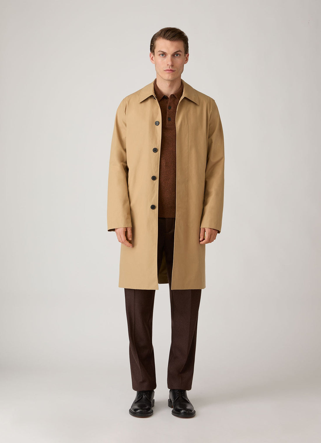 Men's Cashmere Knitted Polo Shirt in Chestnut Melange