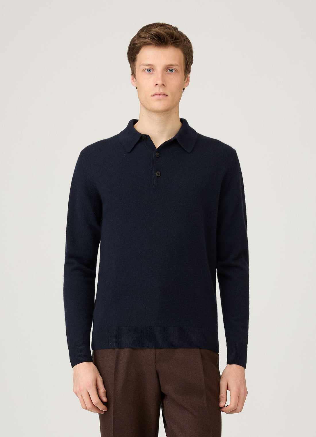 Men's Cashmere Polo Shirt in Navy