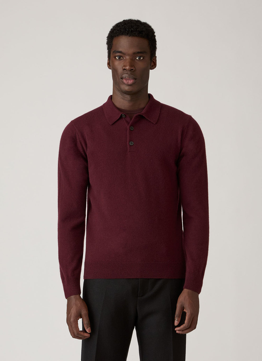 Men's Cashmere Knitted Polo Shirt in Bakelite