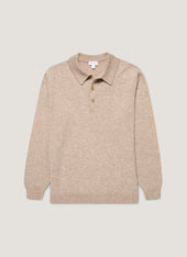 Men's Cashmere Polo Shirt in Oatmeal Melange