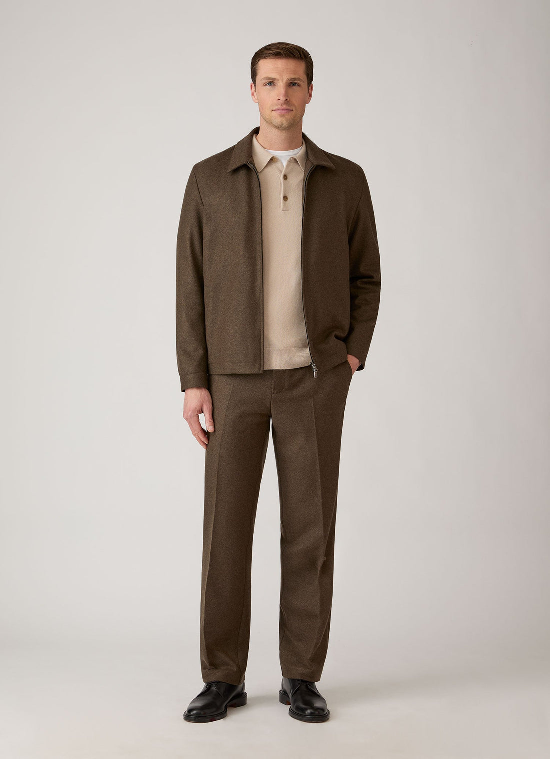 Men's Cashmere Knitted Polo Shirt in Swansdown