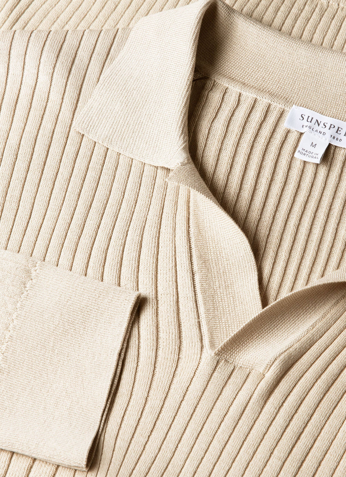 Men's Long Sleeve Fine Rib Silk Cotton Polo Shirt in Hazelwood