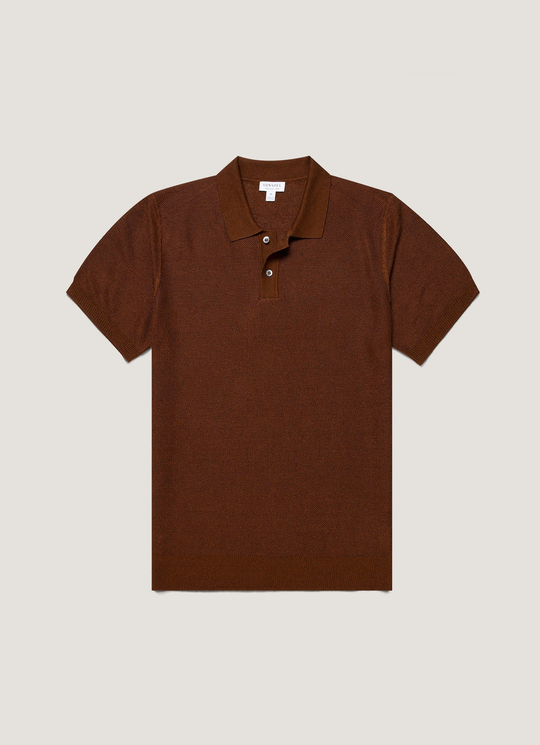 Men's Silk Linen Honeycomb Polo in Bronze