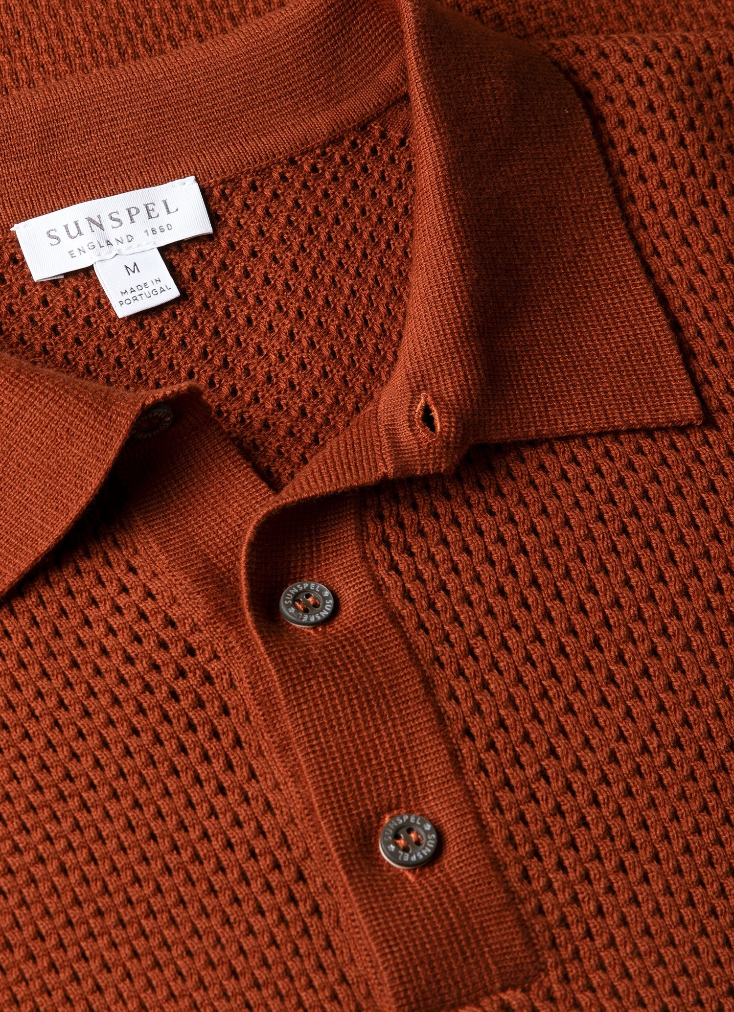 Men's Cotton Mesh Polo in Rust