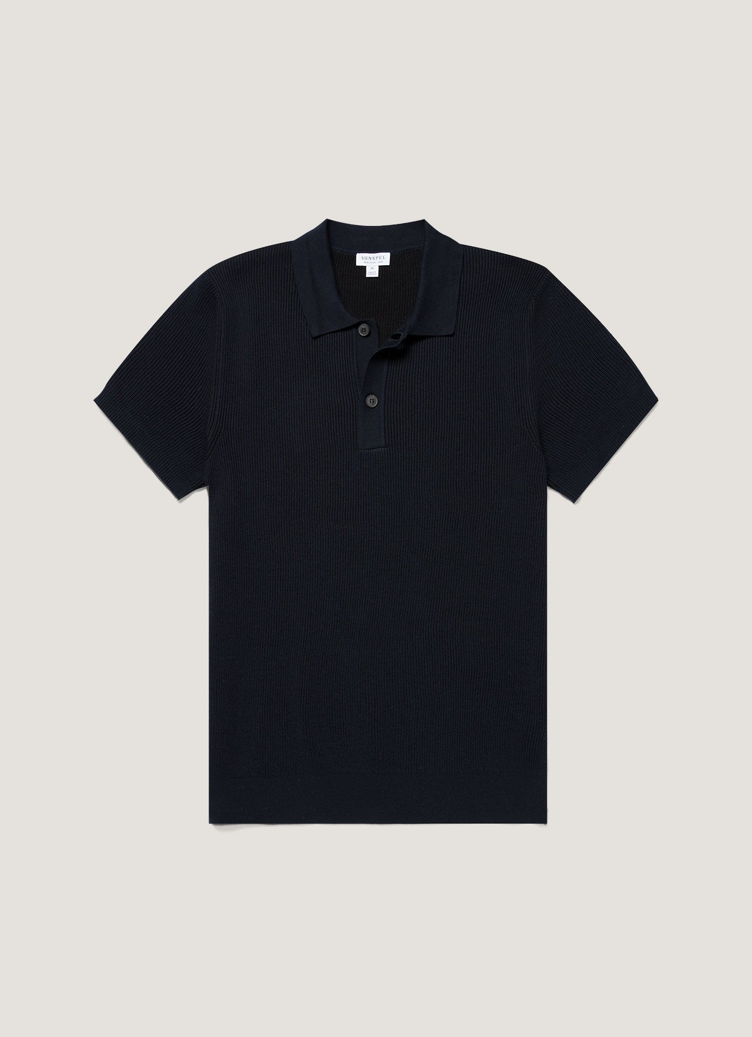 コントラストリブ ポロシャツ（Navy）| Sunspel