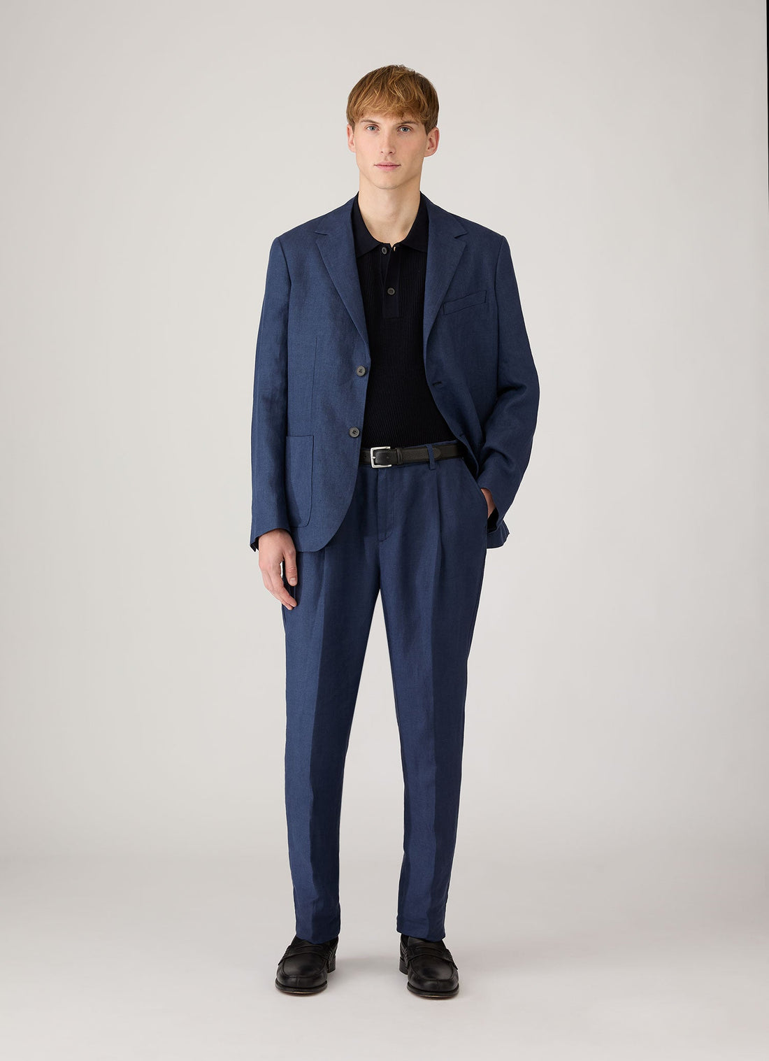 Men's Contrast Rib Polo Shirt in Navy