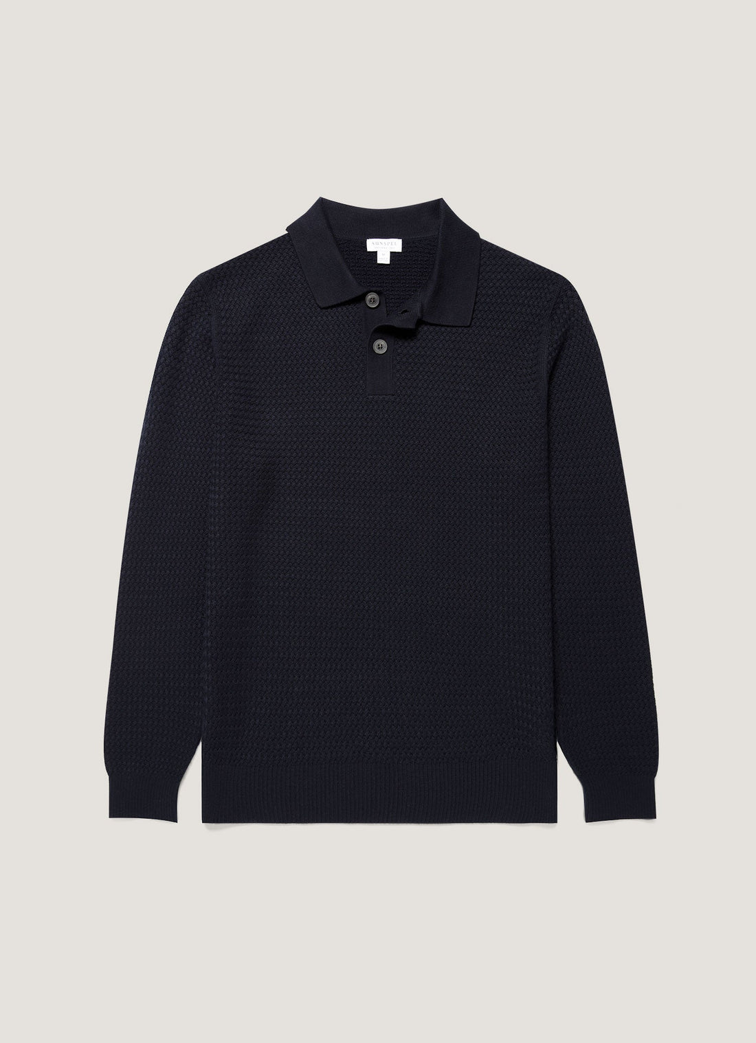 Men's Cotton Basketweave Polo Shirt in Navy