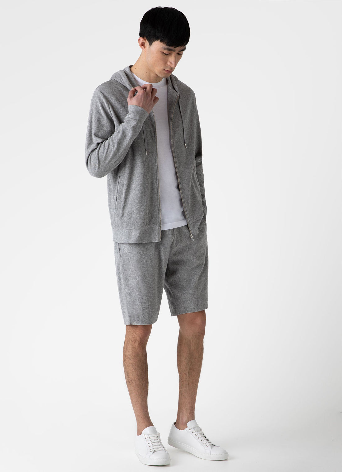 Men's Towelling Short in Grey Melange