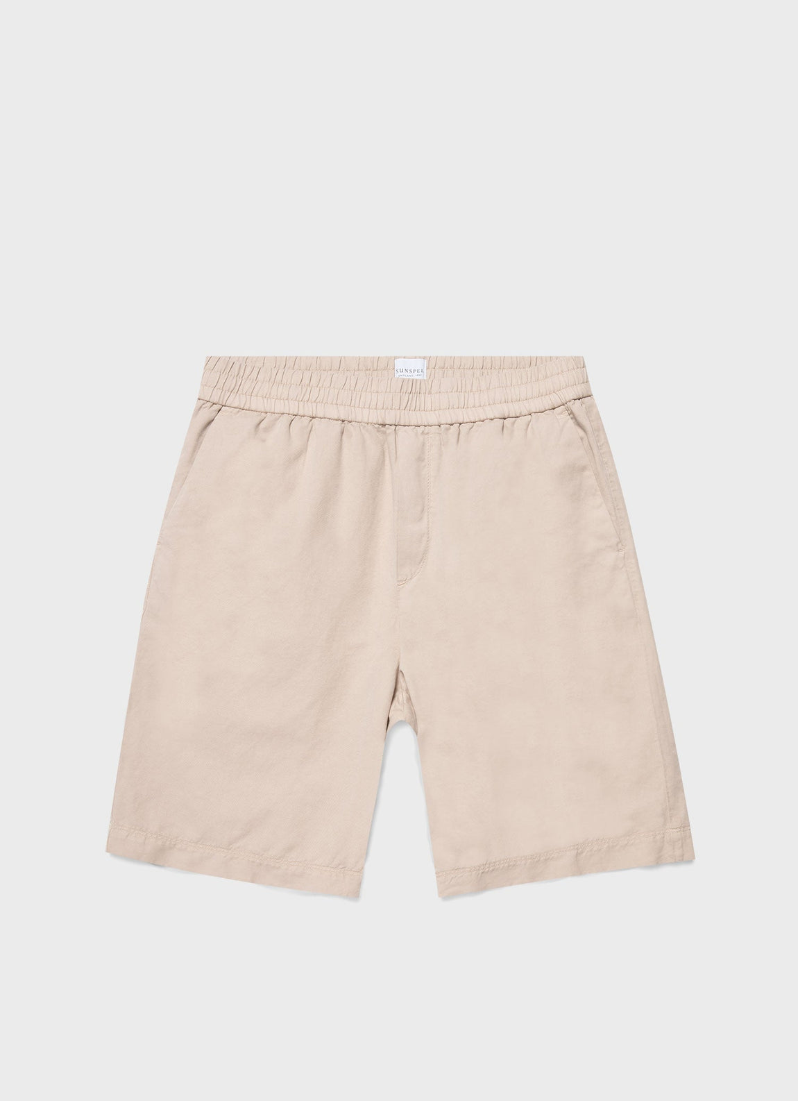 Men's Cotton Linen Drawstring Shorts in Light Sand