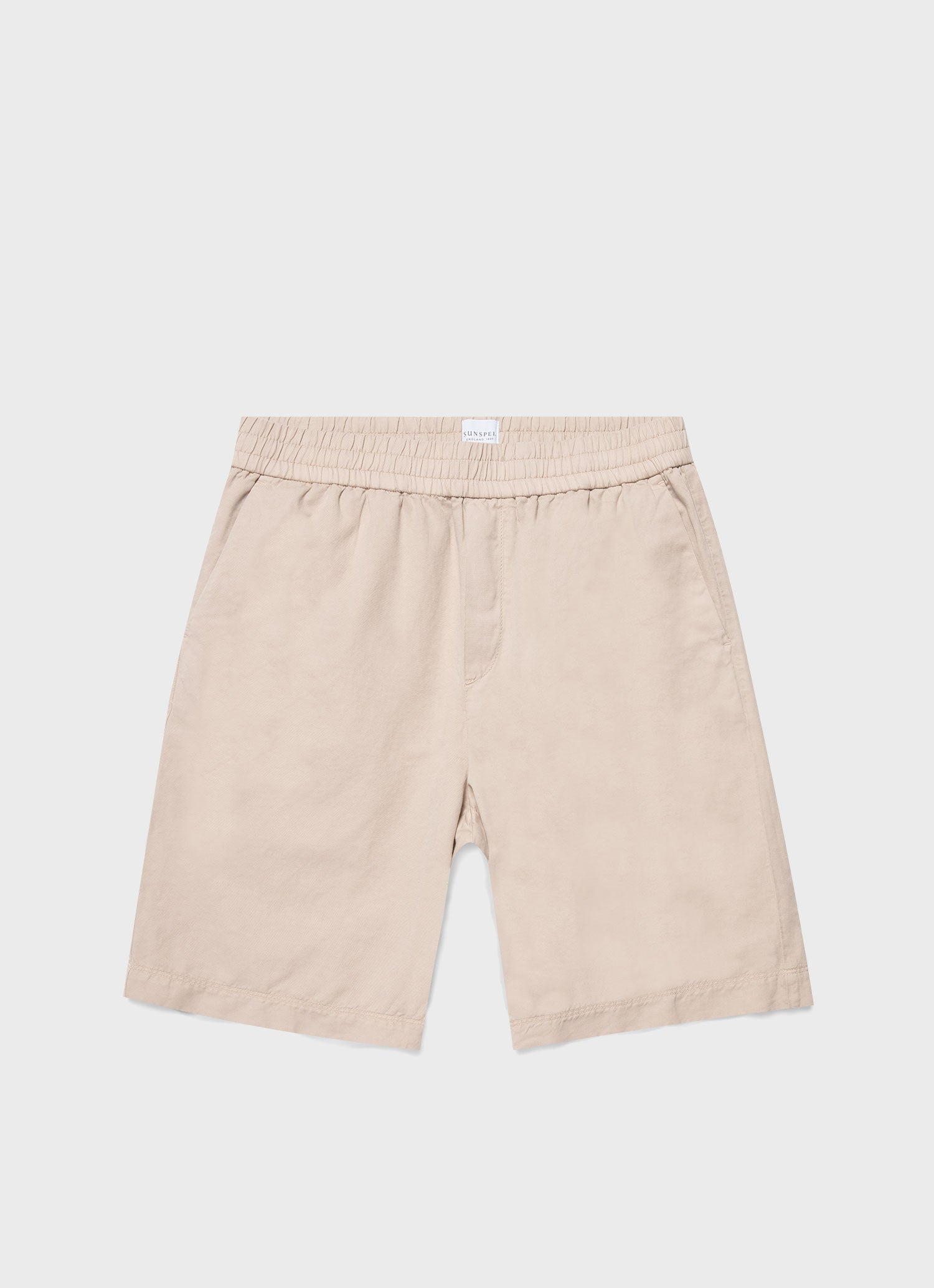 Men's Cotton Linen Drawstring Shorts in Light Sand