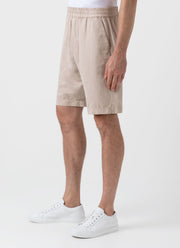 Men's Cotton Linen Drawstring Shorts in Light Sand