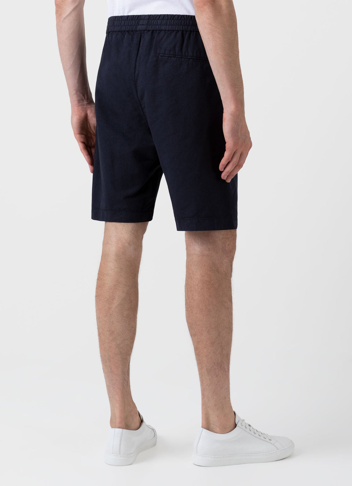 Men's Cotton Linen Drawstring Shorts in Navy