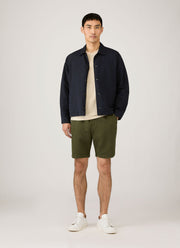 Men's Cotton Linen Drawstring Shorts in Deep Olive